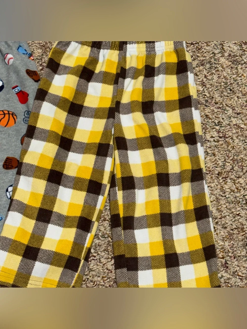 Boys girls toddler 2T pants Carter's Yellow & Brown Plaid Kids Pajama Pants